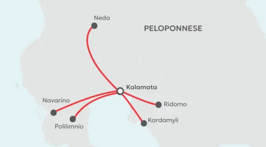 Adventure mix in the Peloponnese map