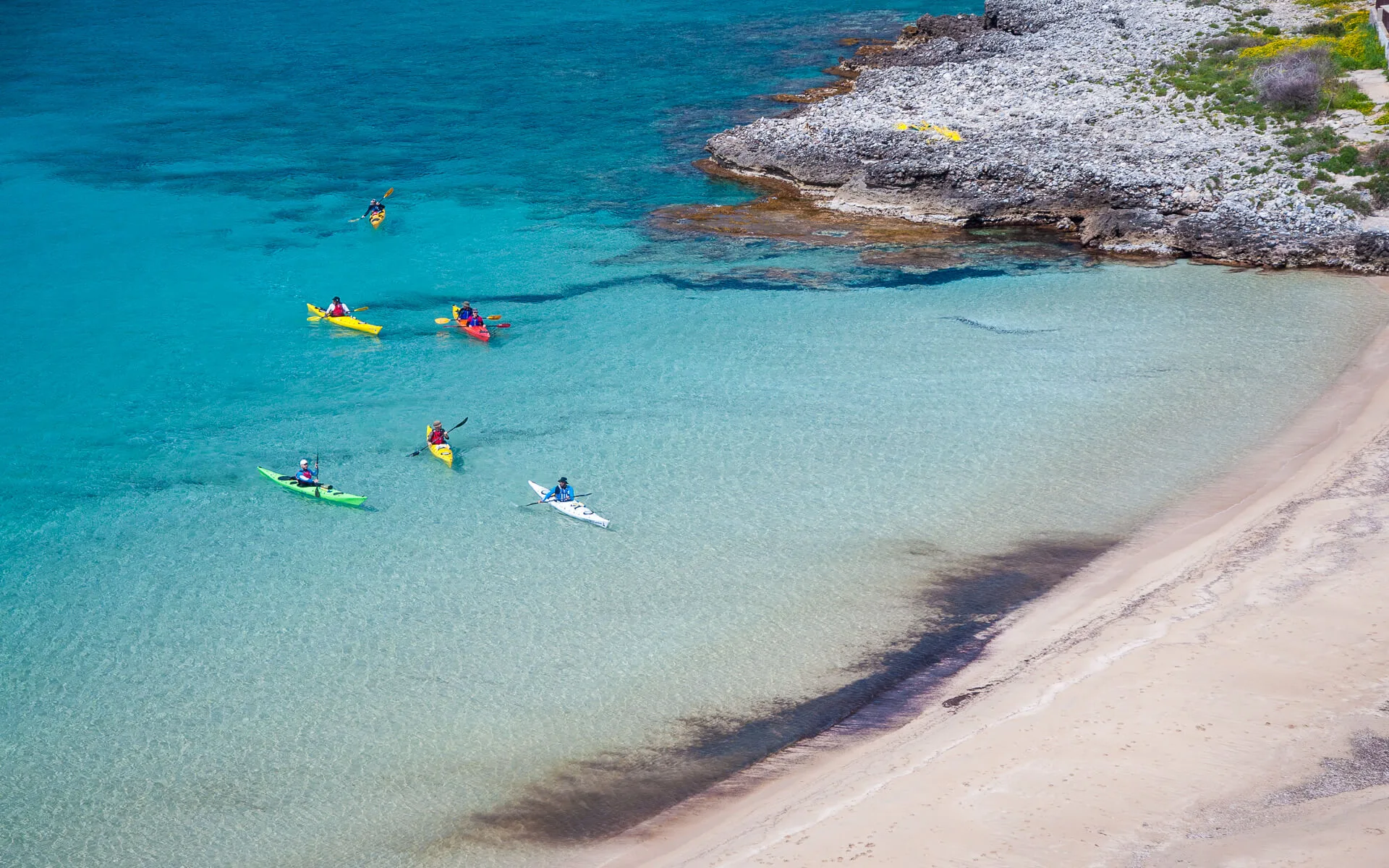 At Sea kayaking the Mani Coast you will exit and camp in secluded beaches with turquoise colors waters.