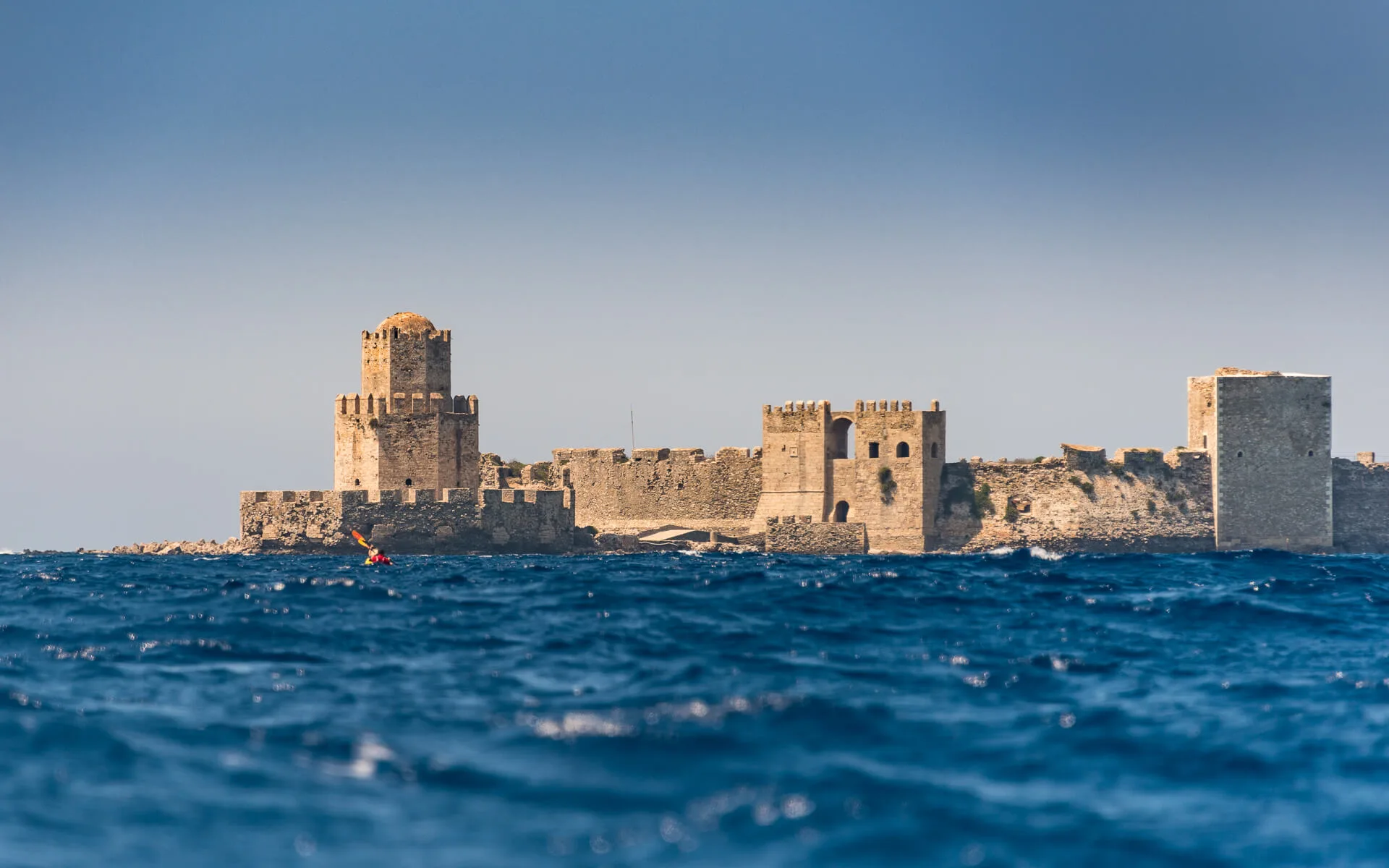 Paddle through medieval castles and ancient sites in your Sea kayaking West Coast Odyssey in the Peloponnese.