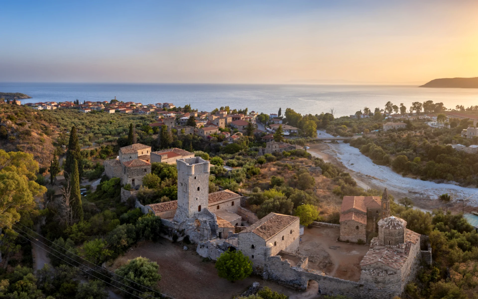Cycling the Mani Peninsula, passing by towers and stone villages like Kardamyli.